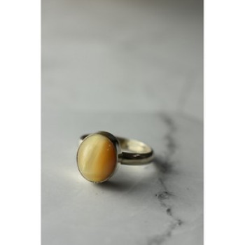 925 Sterling Silver Amber Ring Size 8.5