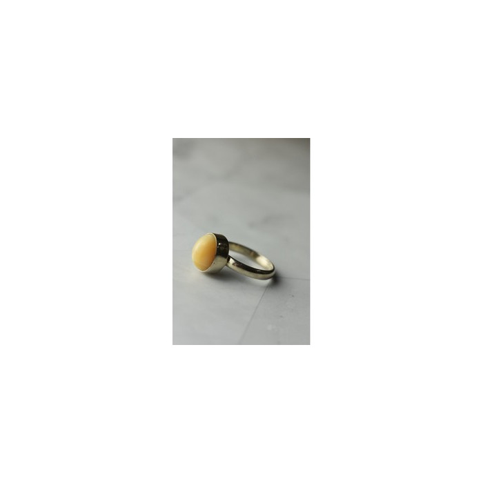 925 Sterling Silver Amber Ring Size 8.5