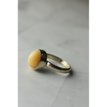 925 Sterling Silver Amber Ring Size 8.5