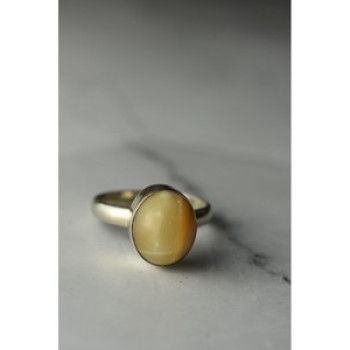 925 Sterling Silver Amber Ring Size 8.5