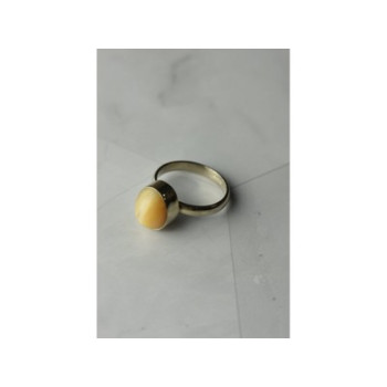 925 Sterling Silver Amber Ring Size 8.5