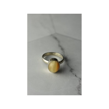925 Sterling Silver Amber Ring Size 8.5