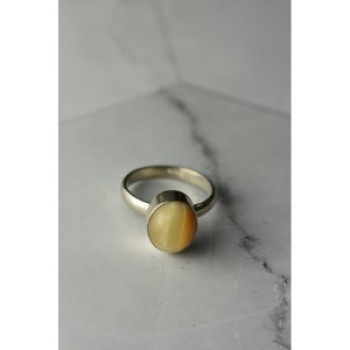 925 Sterling Silver Amber Ring Size 8.5