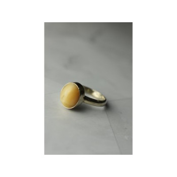 925 Sterling Silver Amber Ring Size 8.5