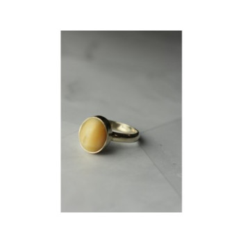 925 Sterling Silver Amber Ring Size 8.5
