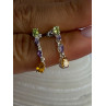 925 Sterling Silver Peridot & Amethyst & Citrine Earrings Length 0.90 inch