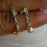 925 Sterling Silver Peridot & Amethyst & Citrine Earrings Length 0.90 Inch