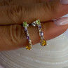 925 Sterling Silver Peridot & Amethyst & Citrine Earrings Length 0.90 Inch