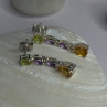 925 Sterling Silver Peridot & Amethyst & Citrine Earrings Length 0.90 Inch