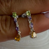 925 Sterling Silver Peridot & Amethyst & Citrine Earrings Length 0.90 Inch