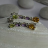 925 Sterling Silver Peridot & Amethyst & Citrine Earrings Length 0.90 Inch