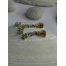 925 Sterling Silver Peridot & Amethyst & Citrine Earrings Length 0.90 inch