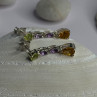 925 Sterling Silver Peridot & Amethyst & Citrine Earrings Length 0.90 Inch