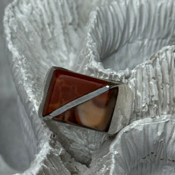925 Sterling Silver Agate Ring Size 7
