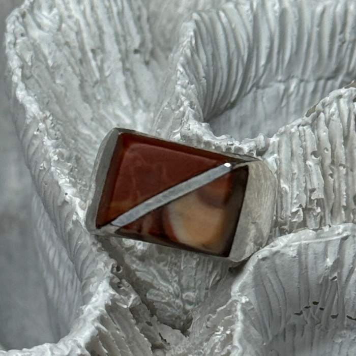 925 Sterling Silver Agate Ring Size 7
