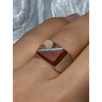 925 Sterling Silver Agate Ring Size 7