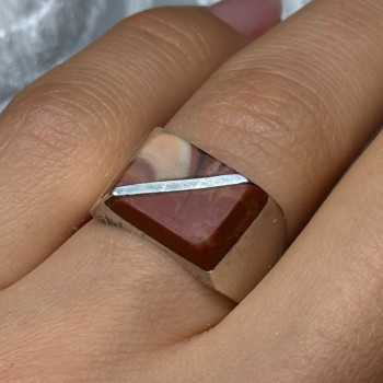 925 Sterling Silver Agate Ring Size 7