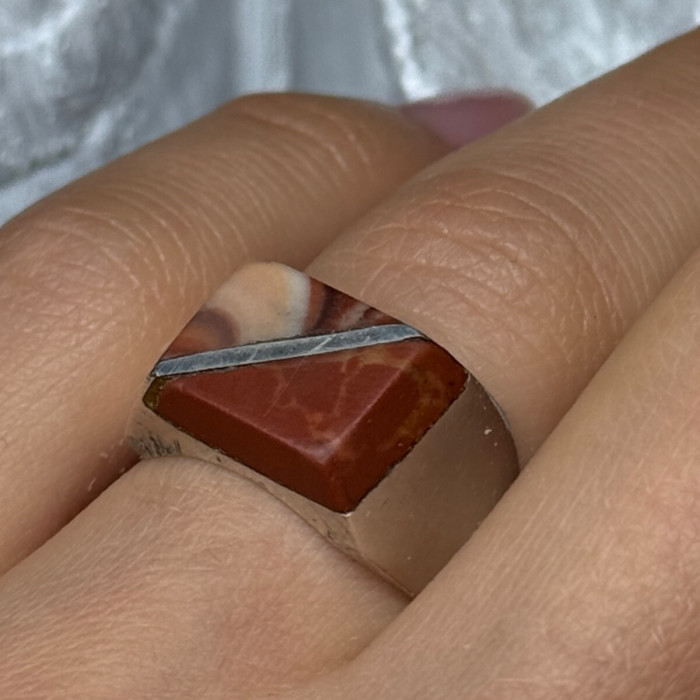 925 Sterling Silver Agate Ring Size 7