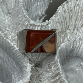 925 Sterling Silver Agate Ring Size 7