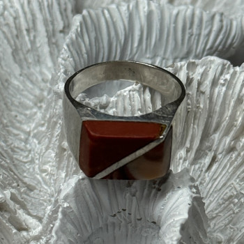 925 Sterling Silver Agate Ring Size 7