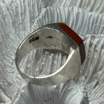 925 Sterling Silver Agate Ring Size 7