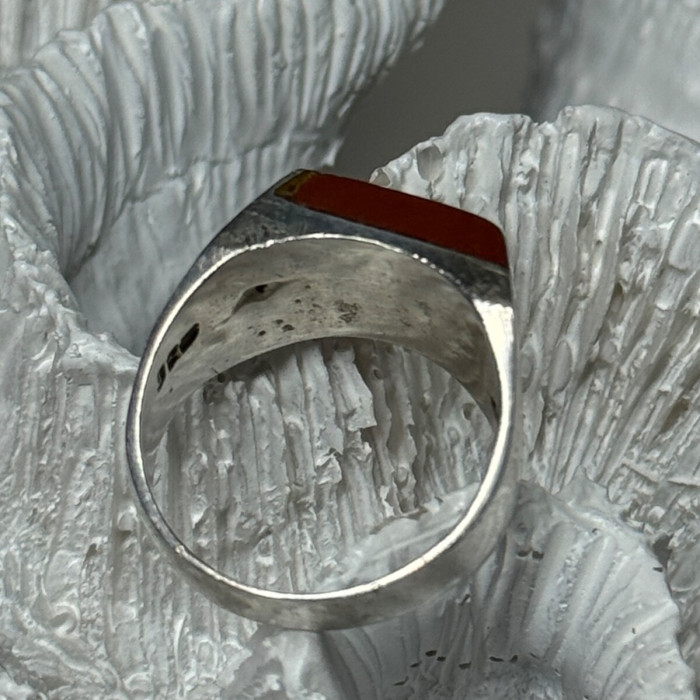 925 Sterling Silver Agate Ring Size 7
