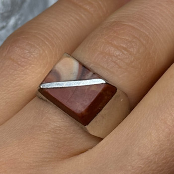 925 Sterling Silver Agate Ring Size 7