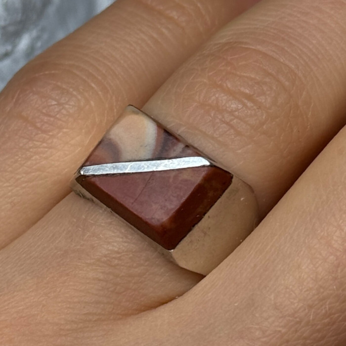 925 Sterling Silver Agate Ring Size 7