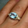 925 Sterling Silver Gold Plated Topaz Ring Size 6