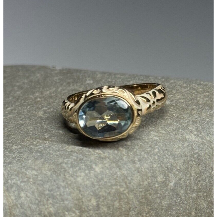 925 Sterling Silver Gold Plated Topaz Ring Size 6