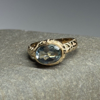 925 Sterling Silver Gold Plated Topaz Ring Size 6