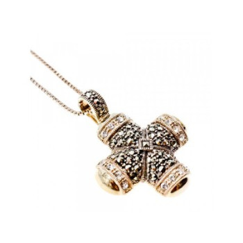 925 Sterling Silver CZ & Marcasites Chain with Cross