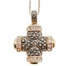 925 Sterling Silver CZ & Marcasites Chain With Cross