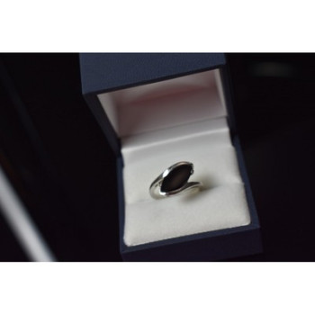 925 Sterling Silver Black Nephrite Ring Size 7.25