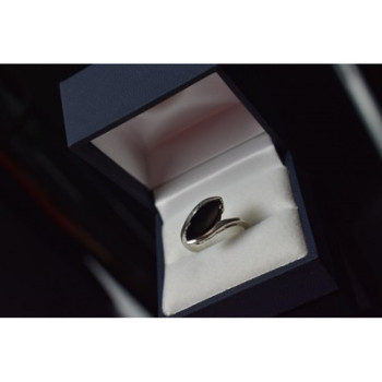 925 Sterling Silver Black Nephrite Ring Size 7.25