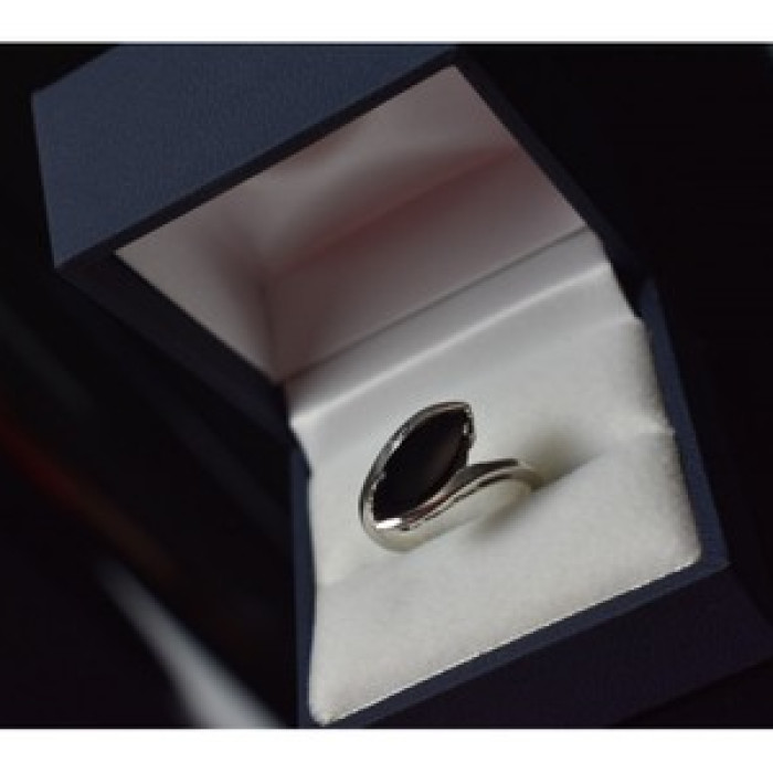 925 Sterling Silver Black Nephrite Ring Size 7.25