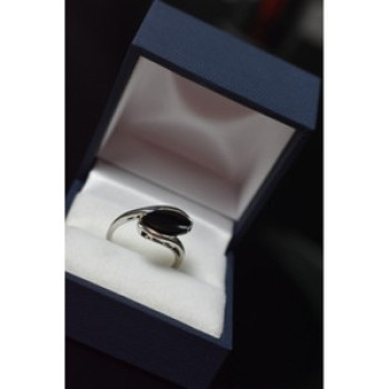 925 Sterling Silver Black Nephrite Ring Size 7.25