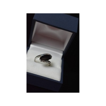 925 Sterling Silver Black Nephrite Ring Size 7.25
