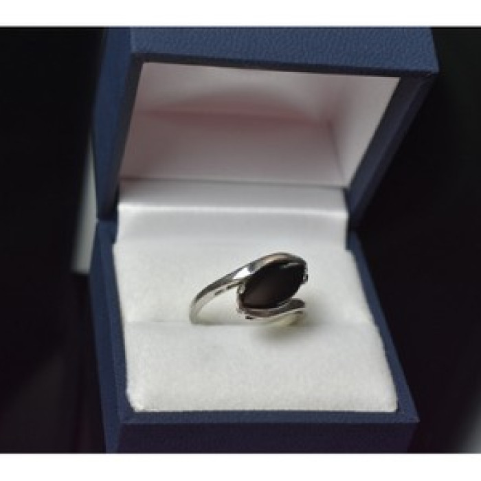 925 Sterling Silver Black Nephrite Ring Size 7.25