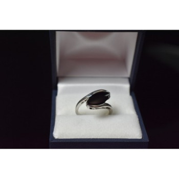 925 Sterling Silver Black Nephrite Ring Size 7.25