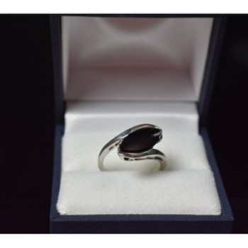 925 Sterling Silver Black Nephrite Ring Size 7.25