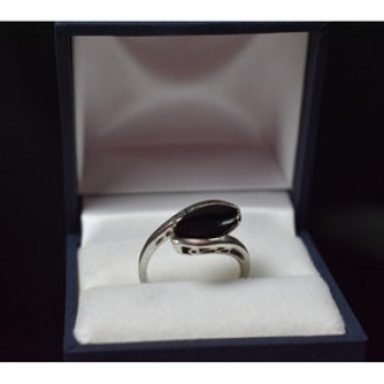 925 Sterling Silver Black Nephrite Ring Size 7.25