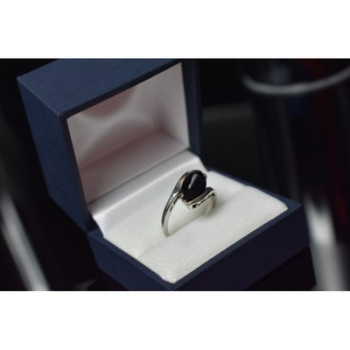 925 Sterling Silver Black Nephrite Ring Size 7.25