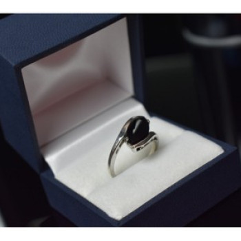 925 Sterling Silver Black Nephrite Ring Size 7.25