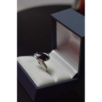 925 Sterling Silver Black Nephrite Ring Size 7.25