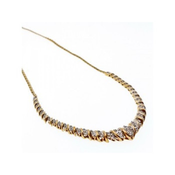 925 Sterling Silver Gold Plated Diamonds Necklace