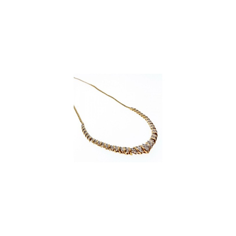 925 Sterling Silver Gold Plated Diamonds Necklace