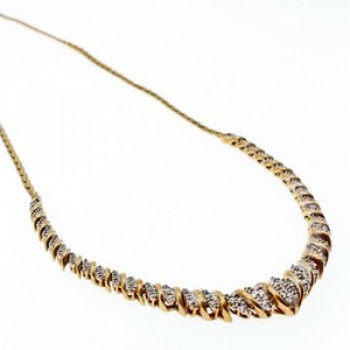 925 Sterling Silver Gold Plated Diamonds Necklace