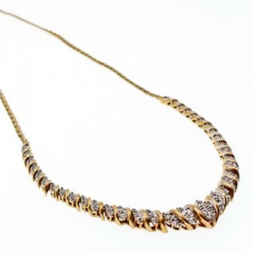 925 Sterling Silver Gold Plated Diamonds Necklace