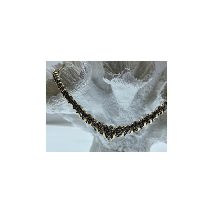 925 Sterling Silver Gold Plated Diamonds Necklace